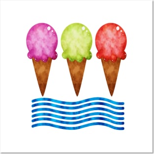 Watercolor Trio Popsicles Summer Posters and Art